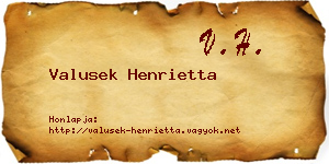 Valusek Henrietta névjegykártya